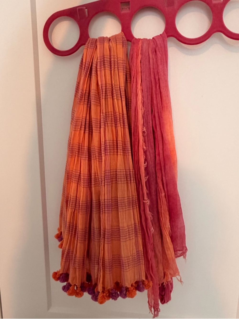 Women's Orange & Pink Lightweight Scarf Set - Breathable Summer Style